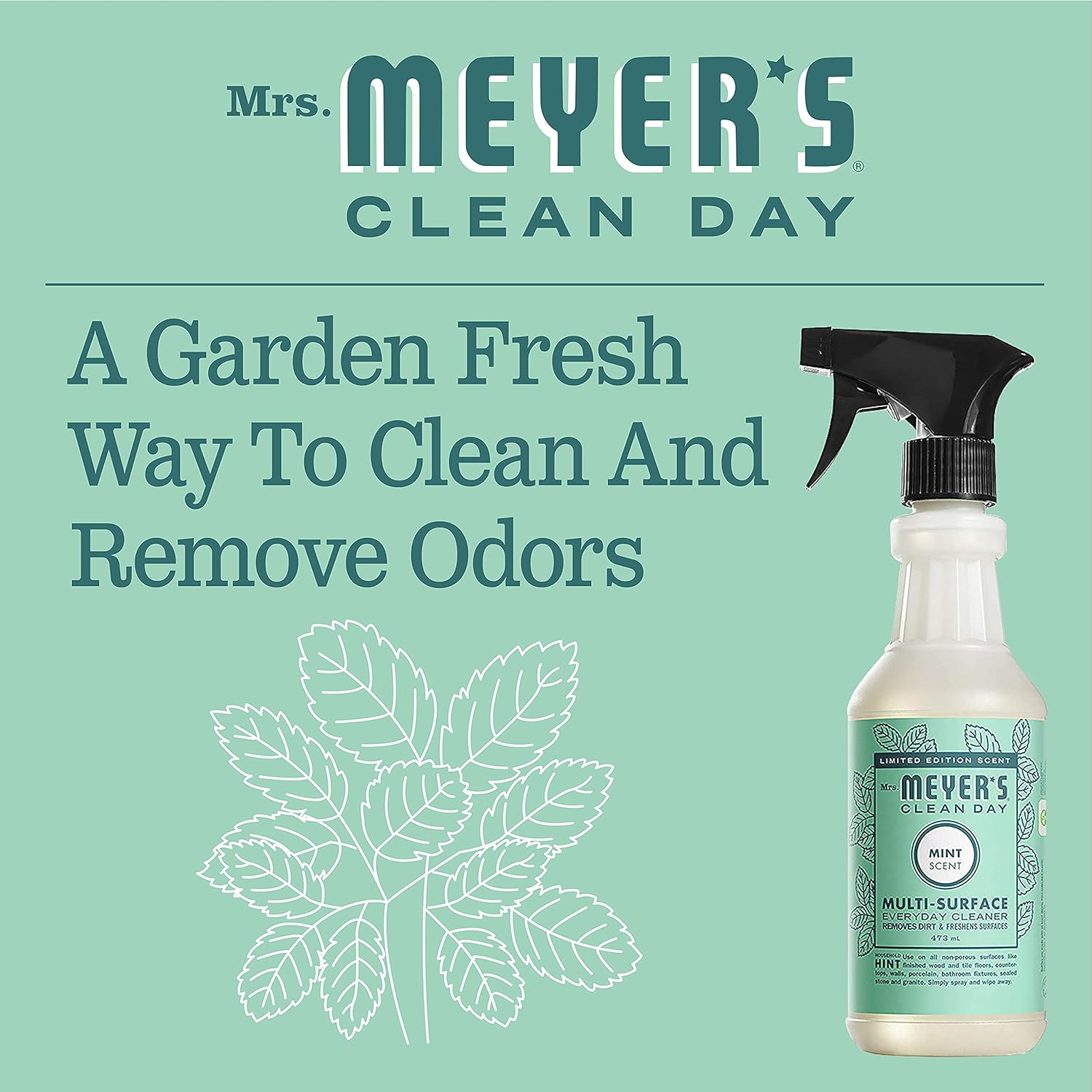 Mrs. Meyer'S Clean Day All-Purpose Cleaner Spray, Limited Edition Mint, 16 Fl. Oz - Pack Of 3