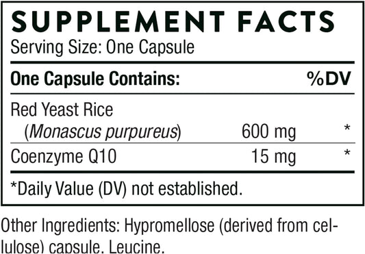 Thorne Red Yeast Rice + Coq10 - Maintain Healthy Cholesterol Levels And Supports Cardiovascular Health - Gluten-Free, Dairy-Free - 120 Capsules