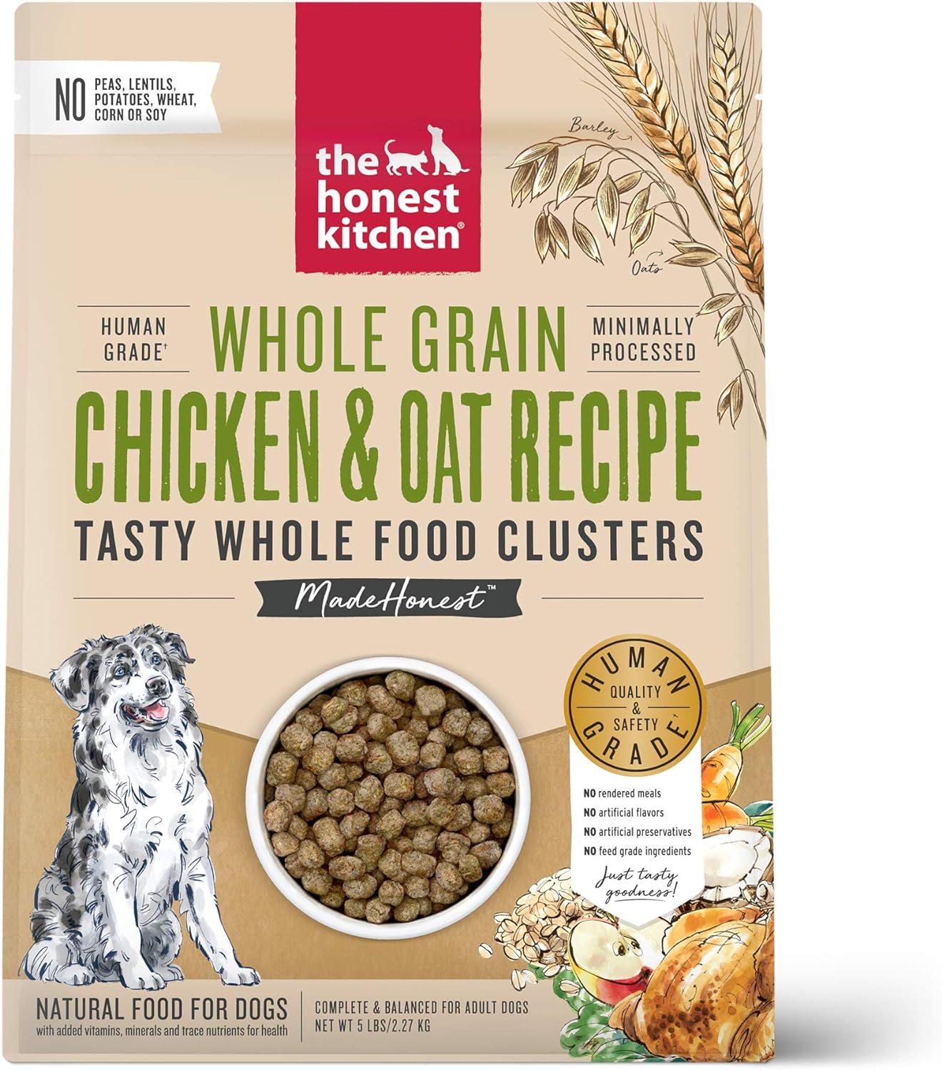 The Honest Kitchen Whole Food Clusters Whole Grain Chicken & Oat Dry Dog Food, 5 Lb Bag