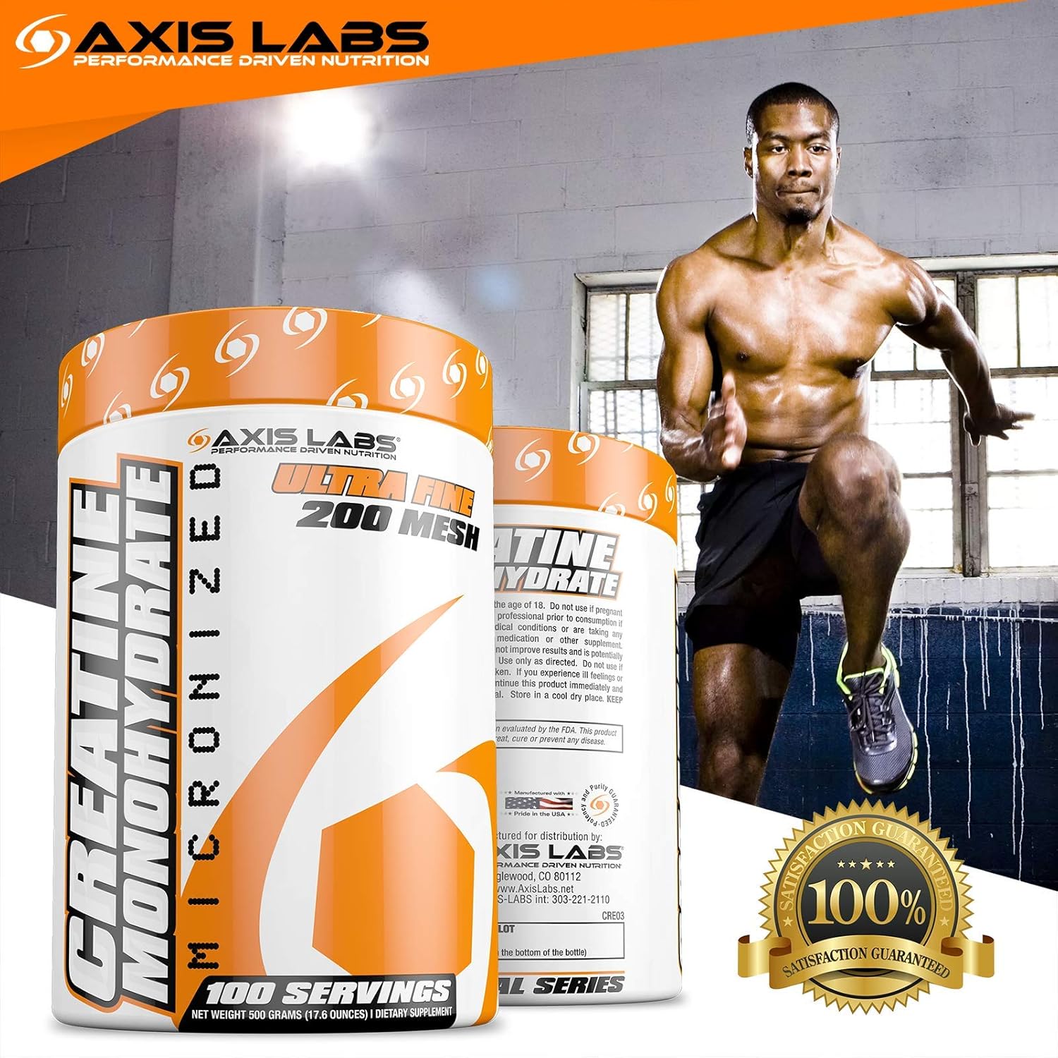 Axis Labs Micronized Creatine Monohydrate - Mineral Supplement - 100 Servings - Enhances Strength - Boosts Muscle Growth - Increases Overall Size : Health & Household