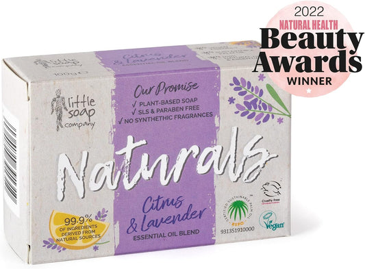 Little Soap Company Naturals Range - Bar Soap | Vegan, Cruelty Free, No Sls Or Parabens, Refreshing Cleansing Soap Bars, Natural Eco Friendly Body & Hand Soap, 100G (Citrus & Lavender)