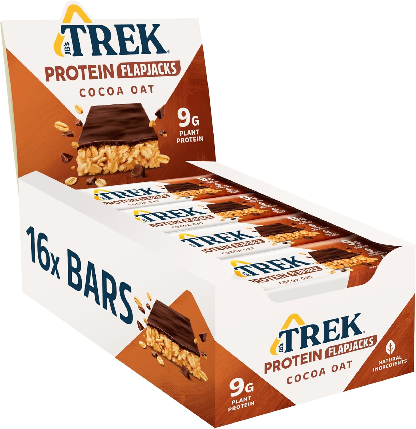 Jb'S Trek High Protein Flapjack Cocoa Coconut - Gluten Free - Plant Based - Vegan Snack - 50G X 16 Bars