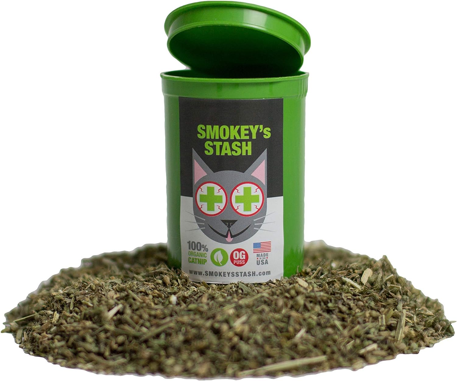 Smokey's Stash Organic Catnip OG puss Potent cat nip for Cats Small pop top : Pet Supplies
