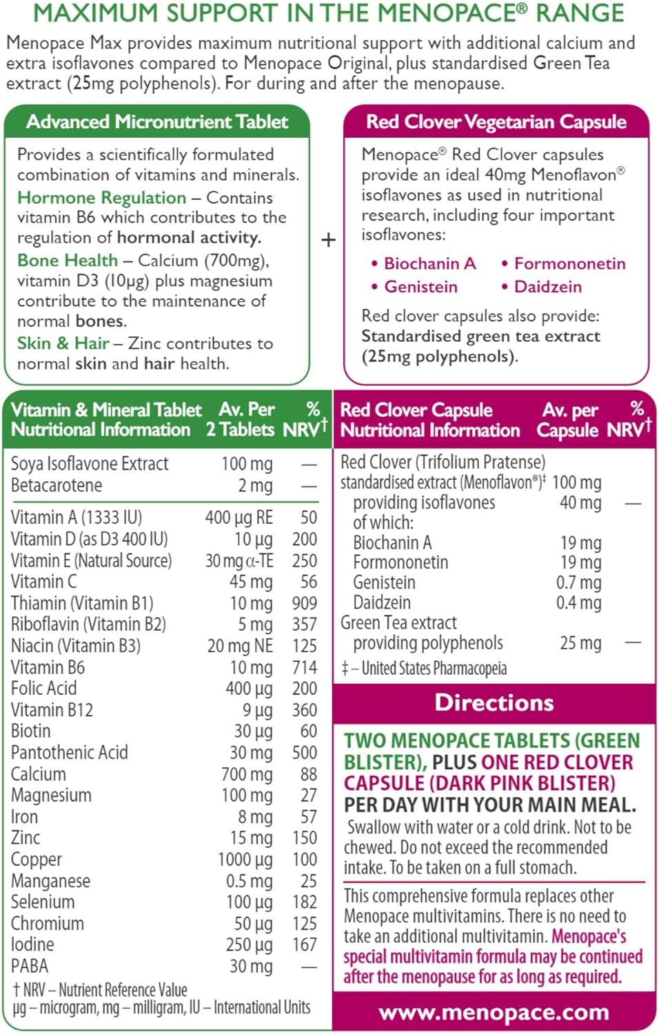 Menopace by Vitabiotics Max Capsules & Tablets x 84