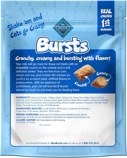 Blue Buffalo Bursts Crunchy & Creamy Cat Treats, Great For Training, Paw-Lickin' Chicken, 5-Oz. Bag