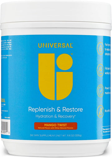 Replenish & Restore Powder, Hydration & Recovery, Promotes Muscle Repair And Growth, Custom Dosing, L-Lysine, L-Glutamine, L-Tryptophan, No Artificial Flavors, 30 Servings (Mango Twist)