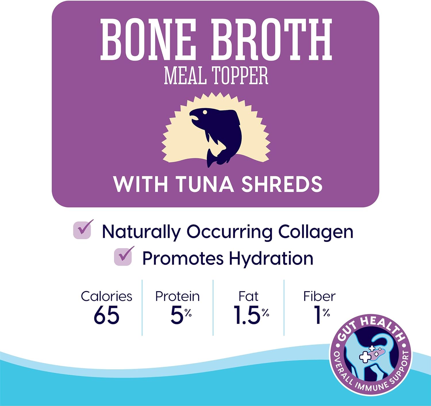 Solid Gold Bone Broth Cat Food Topper - Lickable Wet Cat Food with Protein Shreds for Hydration - Easy to Serve Wet Cat Food Gravy Bone Broth for Cats - Healthy Cat Snacks Treats - Tuna - 12 Pack : Pet Supplies