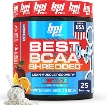 Bpi Sports Best Bcaa Shredded - Caffeine Free Thermogenic Recovery Drink, Lean Muscle Building Bcaa Powder For Women And Men, Preworkout Bcaas Amino Acids Drink- Snow Cone - 25 Servings