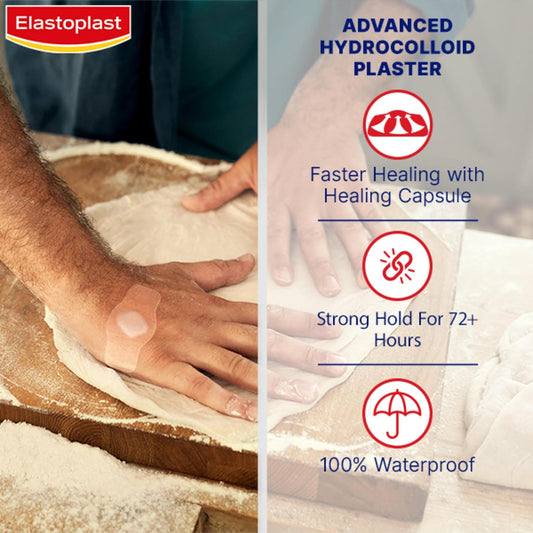 Elastoplast Second Skin Protection Plasters (6 Pieces), Hydrocolloid Waterproof Plasters With Advanced And Flexible Protection And Faster Wound Healing, Ultra-Thin Plaster Strips