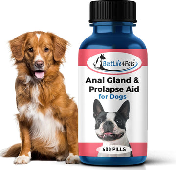 BestLife4Pets - Anal Prolapse Pain Relief for Dogs with Digestive Enzymes and Probiotics - Anal Gland Dog Supplements - Supports Healthy Anal Gland and Bowel Function - Pills