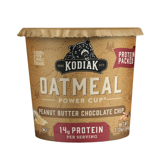 Kodiak Cakes Instant Oatmeal Cups, Peanut Butter Chocolate Chip, High Protein, 100% Whole Grains, (12 cups)