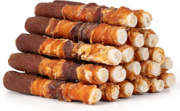 Mon2Sun Dog Treats, Triple Flavor 6 Inch Chicken Liver Chicken Duck And Chicken Wrapped Rawhide Sticks, Teeth Cleaning Dog Snacks For Medium Dogs, 35.27 Oz (20 Count-Pack Of 1)