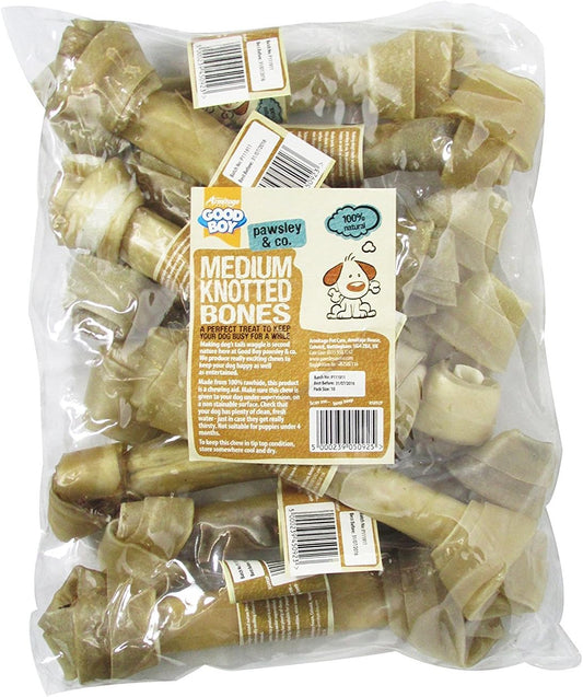 Good Boy - Extra Large Rawhide Knotted Bones - Dog Chews - Made From 100 Percent Natural Hide - Pack Of 10 - Dog Treats Natural
