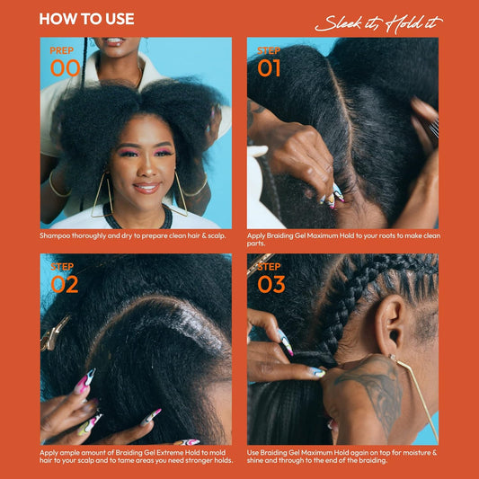 Red By Kiss Braiding Gel Maximum Hold Styler Fixer For Box Braids & Cornrows, Hydrating, Conditioning, Long-Lasting Frizz Control, 4C Moisturizing, Nourishing High Shine, No Flake(1 Fl.Oz.)