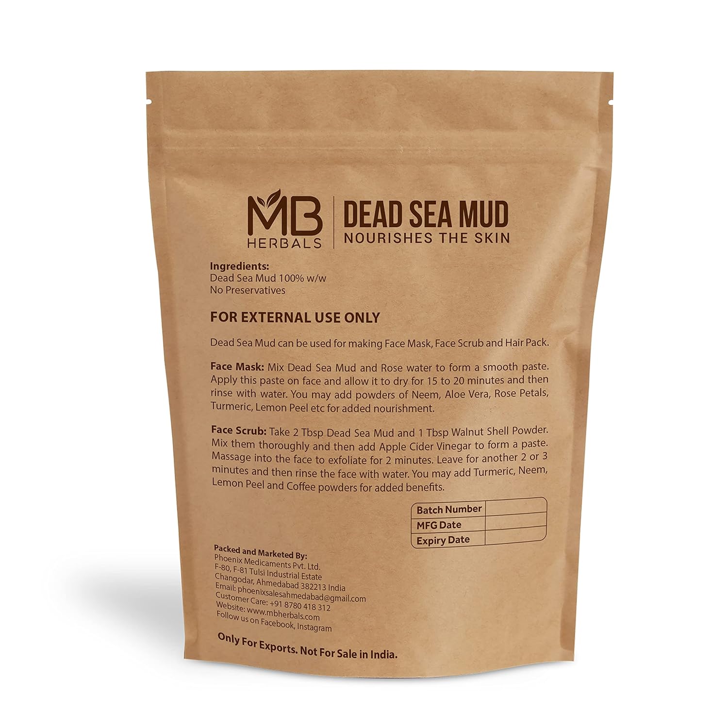 Mb Herbals Dead Sea Mud 1 Lb / 16 Oz / 454 Gram | For Face Packs : Beauty & Personal Care