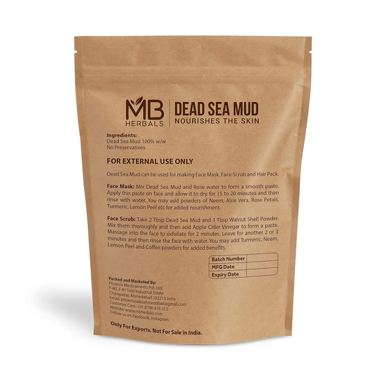 Mb Herbals Dead Sea Mud 227 Gram | Half Pound | For Face Packs And Soap Making | Nourishes & Exfoliates The Skin | Dry Clay Powder
