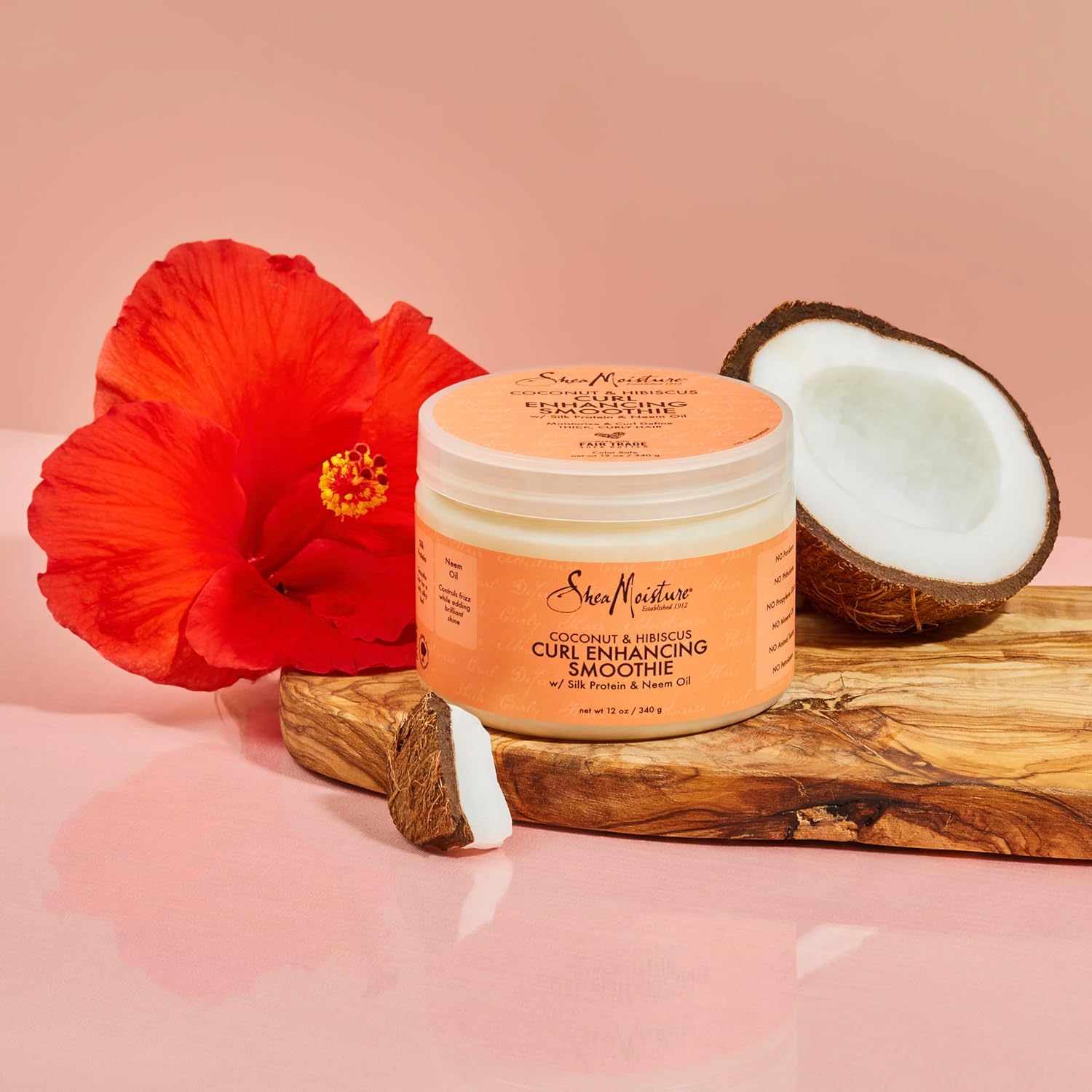 SheaMoisture Smoothie Curl Enhancing Cream Coconut and Hibiscus for Thick, Curly Hair Sulfate Free and Paraben Free 12 oz : Beauty & Personal Care