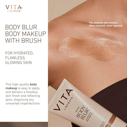 Vita Liberata Body Blur Light 100Ml & Mitt Bundle, Leg & Body Makeup, Skin Perfector, Wash Off Instant Tan, Streak Free Application Blending Brush, Water Resistant, Disguise Imperfections