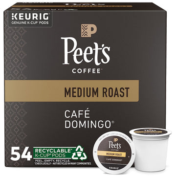 Peet's Coffee, Medium Roast K-Cup Pods for Keurig Brewers - Café Domingo 54 Count (1 Box of 54 Pods)