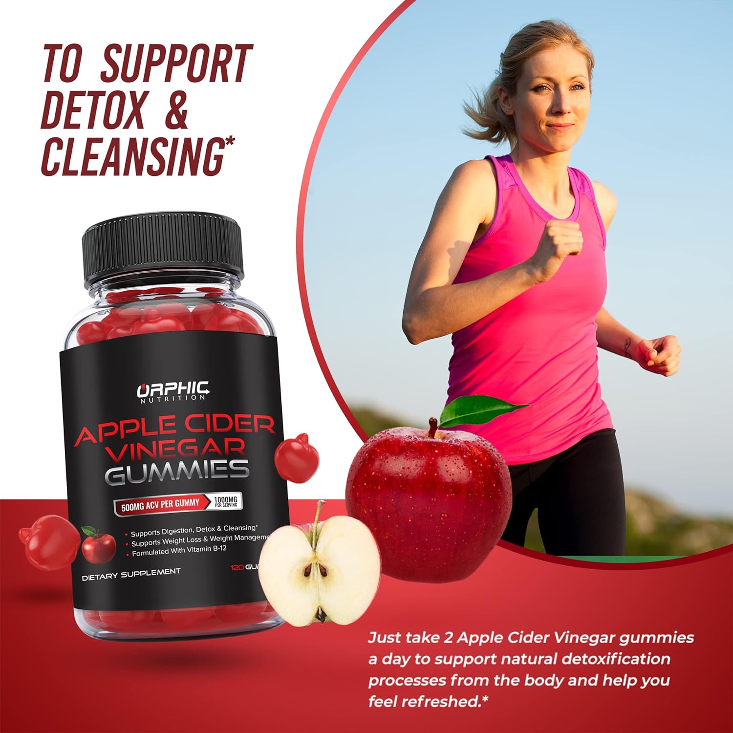 Apple Cider Vinegar Gummies - 1000Mg - Formulated To Support Normal Energy Levels & Gut Health - Supports Digestion, Detox & Cleansing - Acv Gummies W/Vit B12, Beetroot (60 Count) : Health & Household