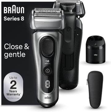 Braun Series 8 8567Cc Electric Razor For Men, 4+1 Shaving Elements & Precision Long Hair Trimmer, 5In1 Smartcare Center, Close & Gentle Even On Dense Beards, Wet & Dry Electric Razor, 60Min Runtime