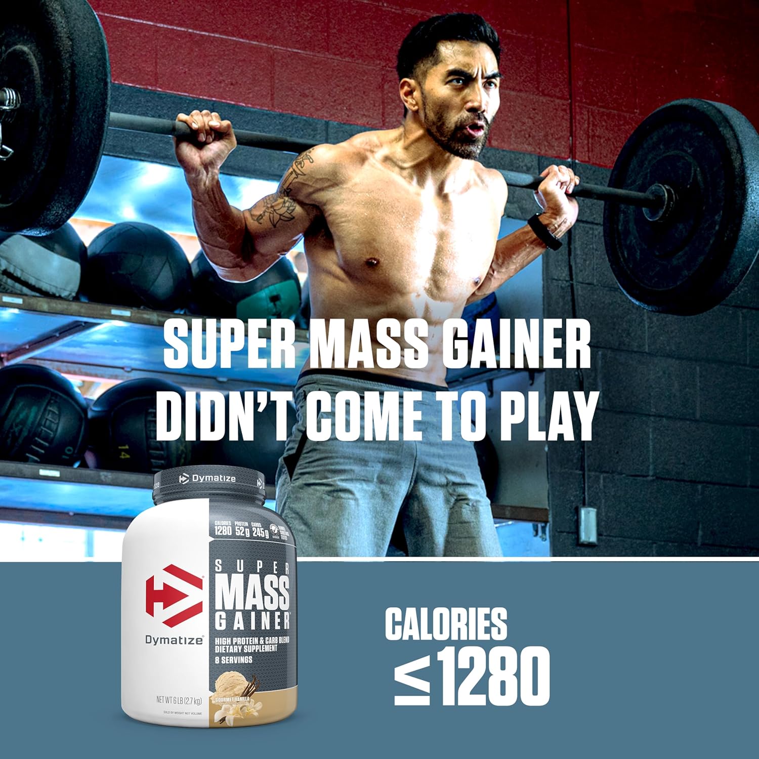 Dymatize Super Mass Gainer Protein Powder, Rich Chocolate, 52G Protein, 1G Creatine, 1280 Calories, 10.7G Bcaas, 245G Carbs, Contains Whey Protein Powder, Isolate, And Casein (16 Servings) : Health & Household