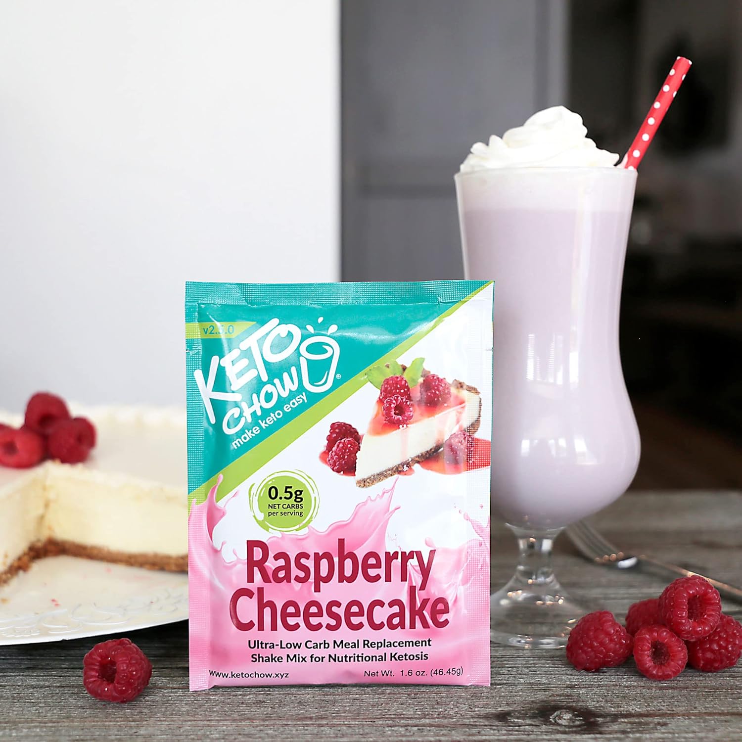 Keto Chow Raspberry Cheesecake | Keto Meal Replacement Shake Powder | Nutritionally Complete | Low Carb | Delicious Easy Meal Substitute | Protein Rich You Choose The Fat | Single Meal Sample