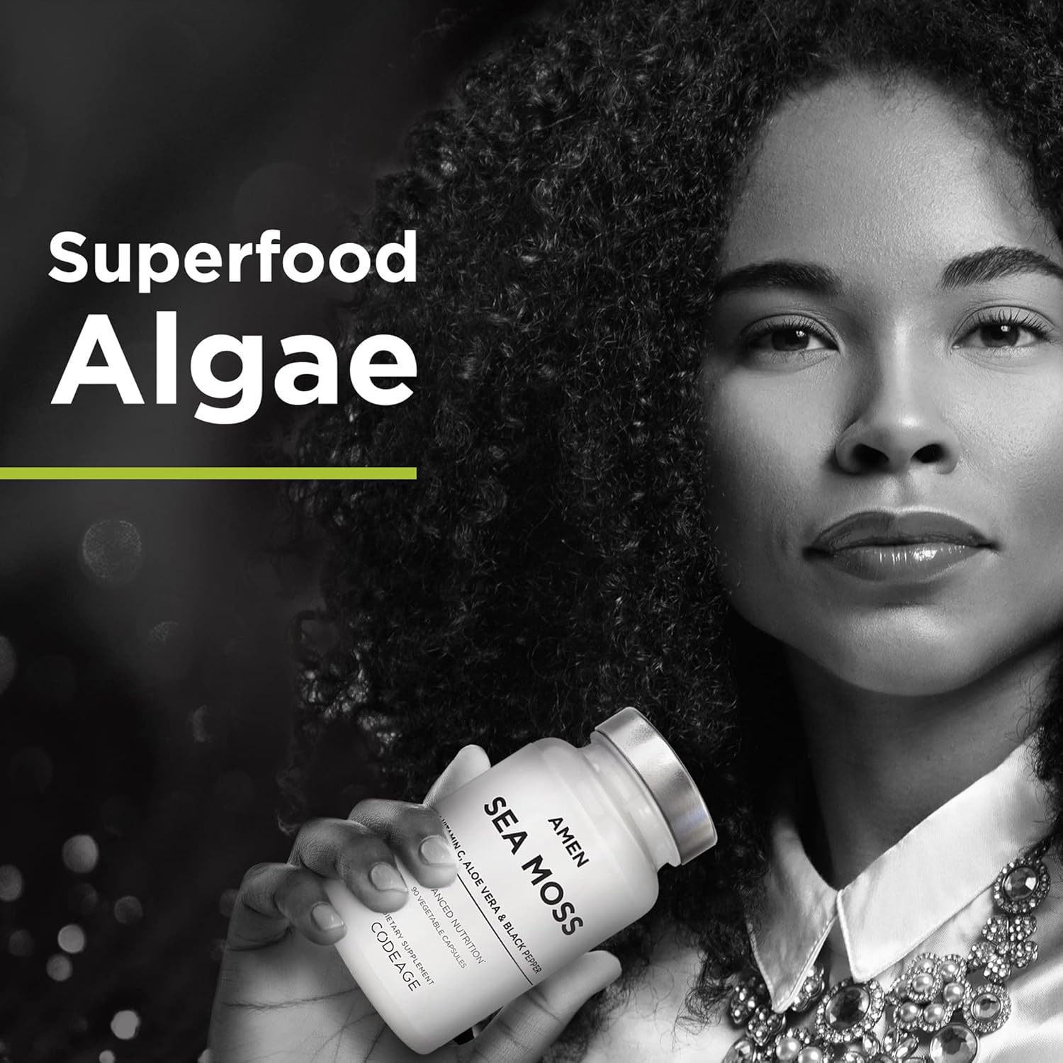 Amen Sea Moss Supplement - 1000Mg Organic Irish Sea Moss, Bladderwrack, Burdock - Vitamin C, Aloe Vera, Black Pepper - Seaweed Superfood, Vitamins, Minerals, And Antioxidants - Non-Gmo - 90 Capsules : Health & Household