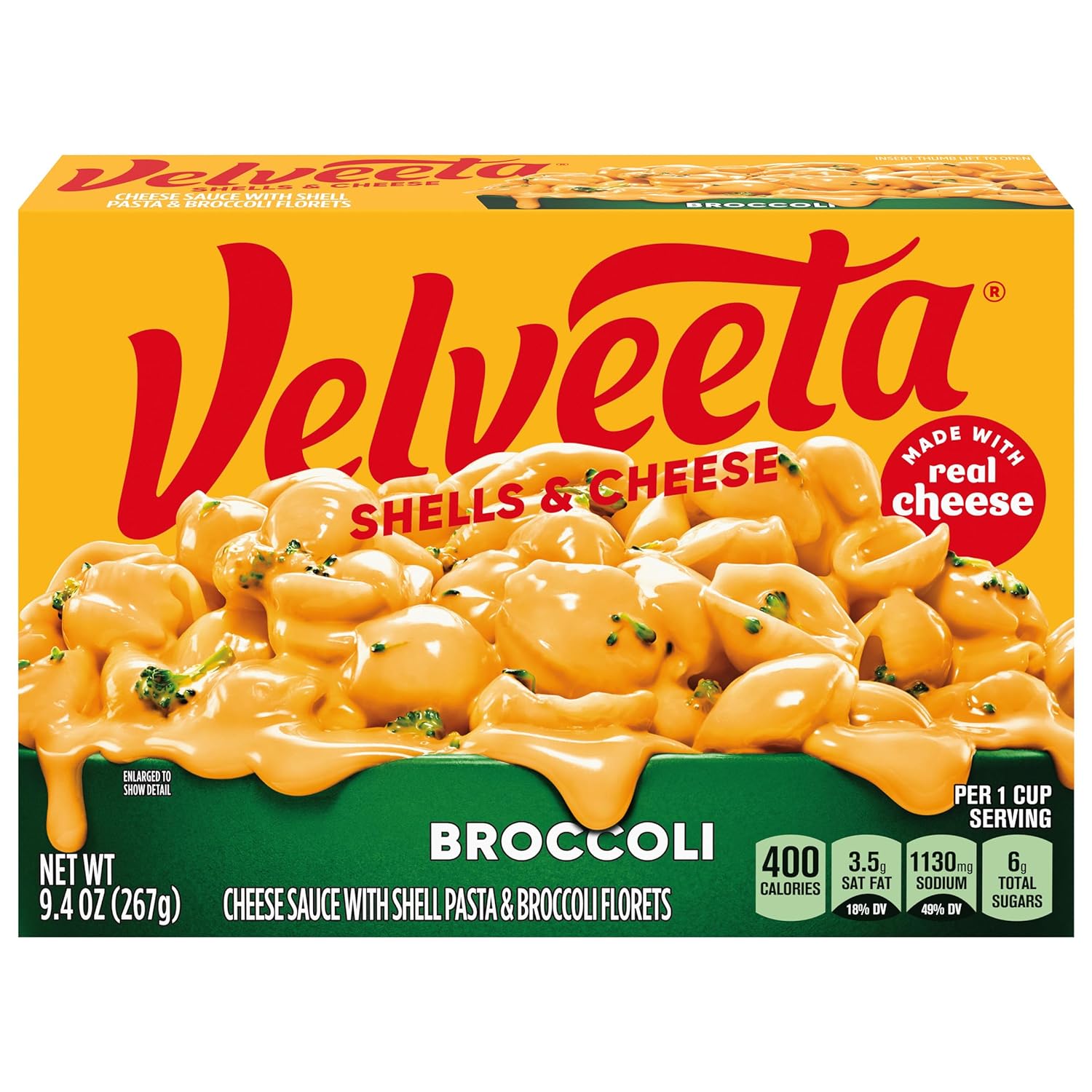 Velveeta Shells & Cheese with Broccoli Florets (9.4 oz Box)