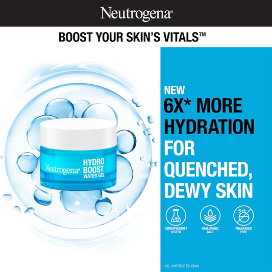 Neutrogena Hydro Boost Water Gel Face Moisturizer With Hyaluronic Acid, 48-Hour Hydration, 1.7 Fl Oz, & Hydro Boost Hydrating Gel Facial Cleanser Trial Size, 0.5 Fl Oz, Skincare Set, 2 Pack