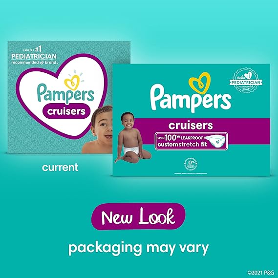 Pampers Cruisers Diapers, Disposable Active Baby Diapers with Custom Stretch