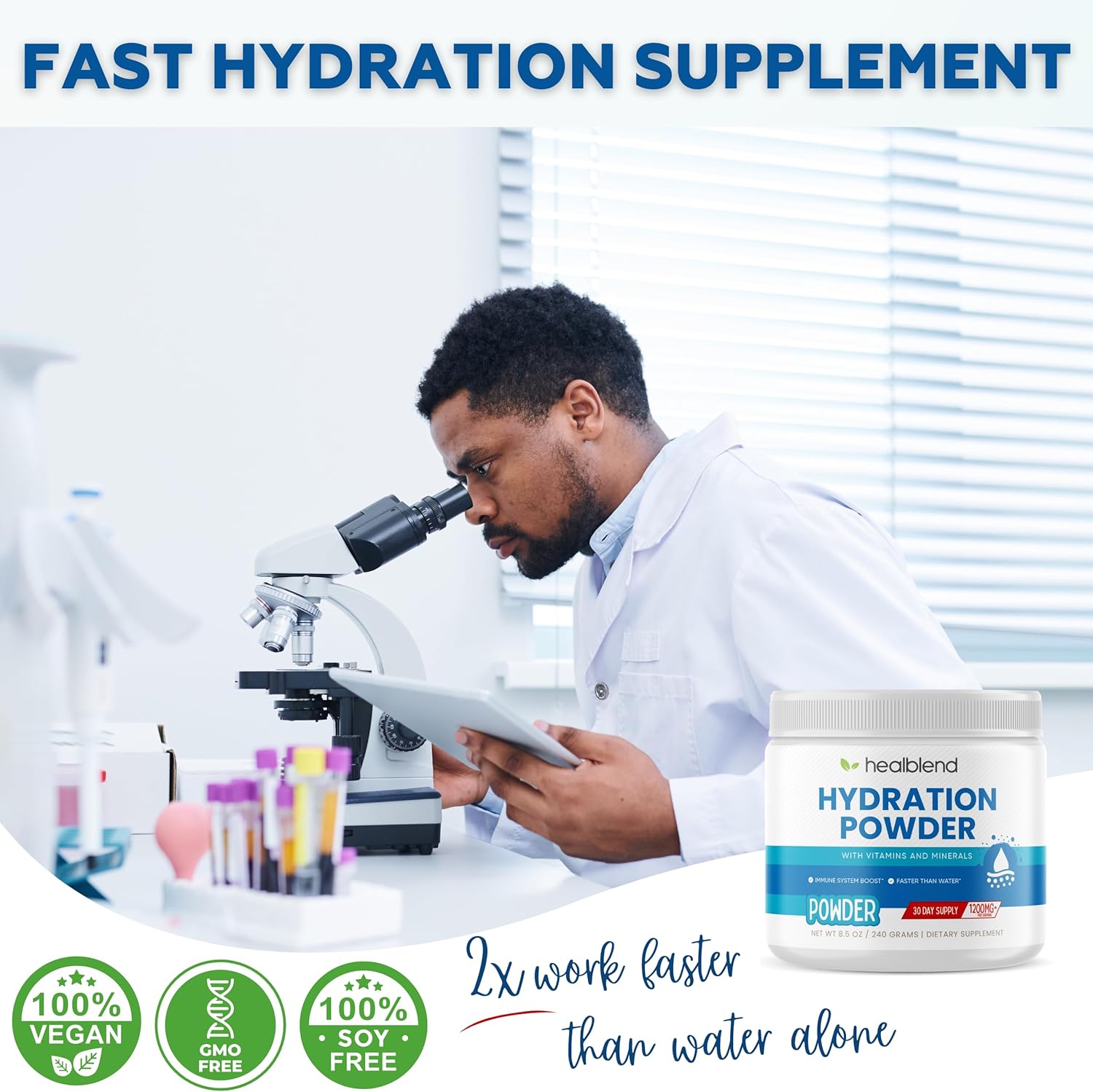 Healblend Hydration Powder - Electrolytes Drink Mix With Magnesium, Zinc, Real Pink Himalayan Salt, Vitamin C, B Complex For Endurance & Energy : Health & Household