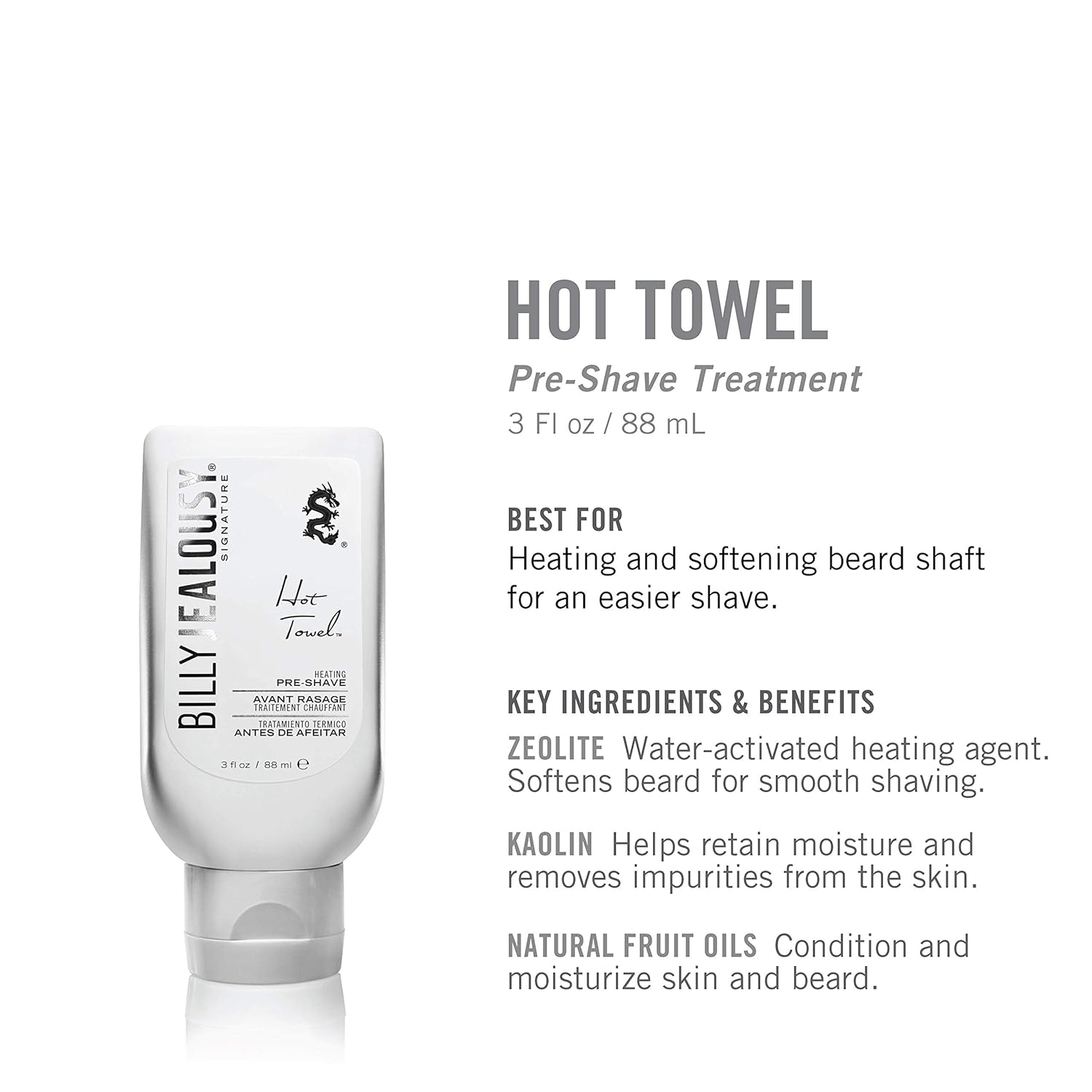 Billy Jealousy Hot Towel Heating Pre-Shave Treatment, Recreates Barbershop Experience For A Closer Shave, Pre Shave Cream For Men That Lifts Hair, Softens & Conditions Facial Hair