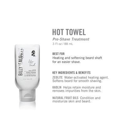 Billy Jealousy Hot Towel Heating Pre-Shave Treatment, Recreates Barbershop Experience For A Closer Shave, Pre Shave Cream For Men That Lifts Hair, Softens & Conditions Facial Hair