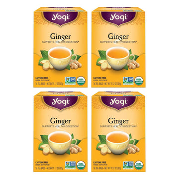 Yogi Tea Ginger Tea - 16 Tea Bags Per Pack (4 Packs) - Organic Ginger Tea Bags - Digestive Support Tea - Includes Ginger Root, Lemongrass, Licorice Root, Peppermint Leaf & Black Pepper