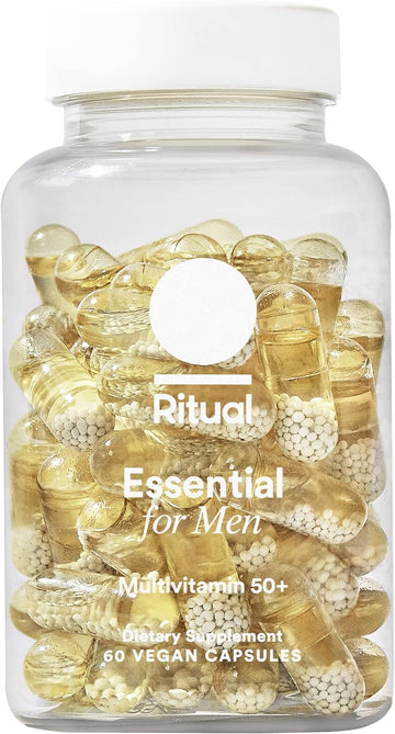 Ritual Multivitamin for Men 50 and Over with Zinc, Vitamin A and D3 for Immune Function Support*, Omega-3 DHA, B12, K2, Gluten Free, Non-GMO, Mint Essenced, 30 Day Supply, 60 Vegan Capsules