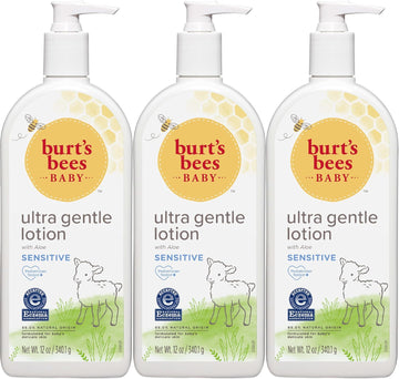 Burt'S Bees Baby Ultra Gentle Lotion With Aloe For Sensitive Skin, Pediatrician Tested, 99.0% Natural Origin, Pack Of 3