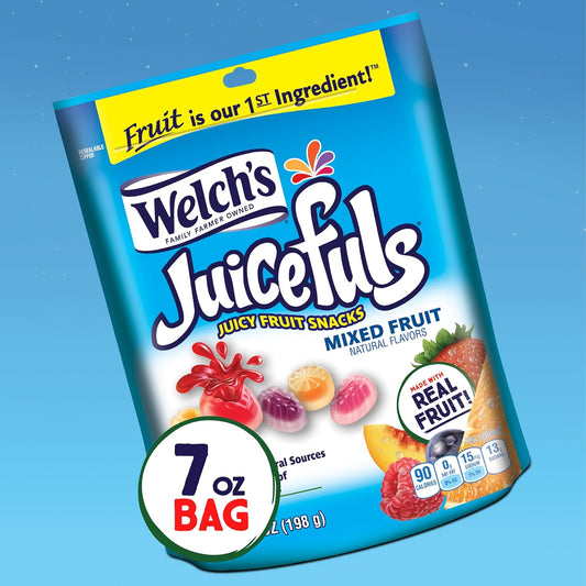 Welch'S Juicefuls Juicy Fruit Snacks, Mixed Fruit, Fruit Gushers, Gluten Free, Sharing Size Bags, 7 Oz (Pack Of 1)