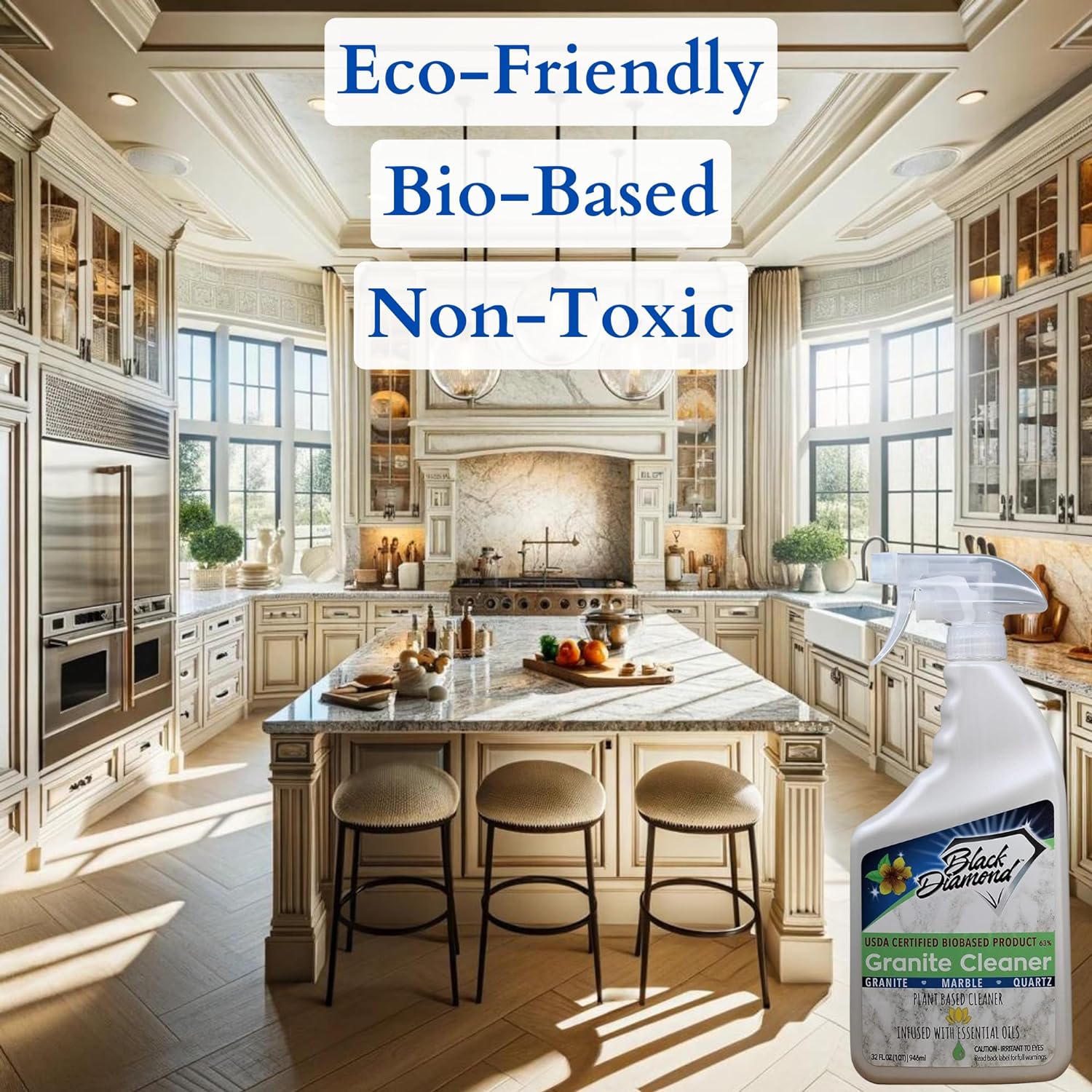 Black Diamond Stoneworks Granite Counter Cleaner: USDA Certified BIOBASED- Safe for Granite and other stone countertops. Safe for food contact formula to keep your countertops looking fresh and clean! : Health & Household