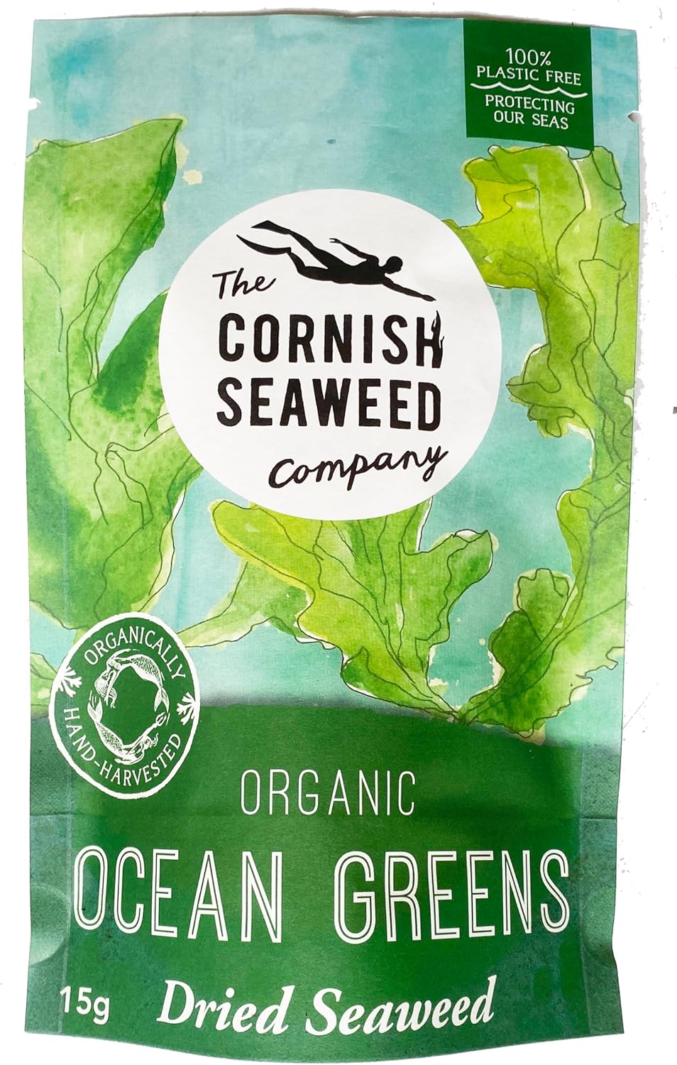 100% Organic Ocean Greens Dried Seaweed by The Cornish Seaweed Company | 15g Pouch | Add to salads | 100% Organic Cornish Seaweed