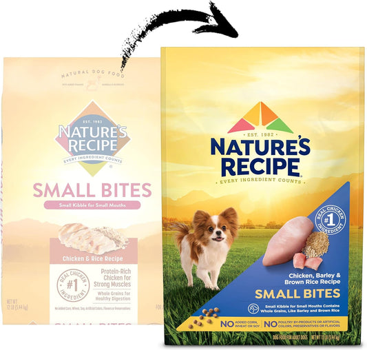Nature's Recipe Small Breed Dry Dog Food, Small Bites Chicken, Barley & Brown Rice Recipe, 12 lb. Bag