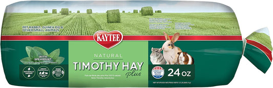 Kaytee All Natural Timothy Hay Plus Mint For Guinea Pigs, Rabbits & Other Small Animals, 24 Ounce