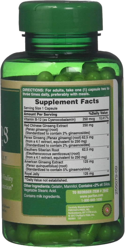 Puritan's Pride Ginseng Complex 1000 mg Rapid Release Capsules, 100 Count