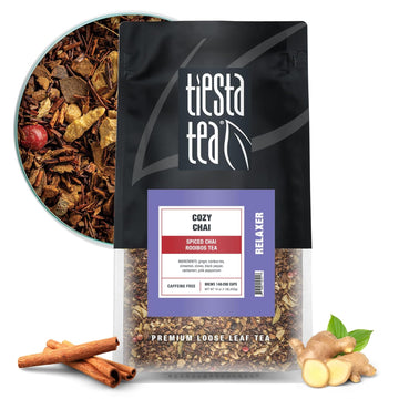 Tiesta Tea - Cozy Chai | Spiced Chai Rooibos Tea | Premium Loose Leaf Tea Blend | Caffeine Free Herbal Tea | Make Hot Or Iced & Up To 200 Cups - 16 Oz Resealable Bulk Pouch