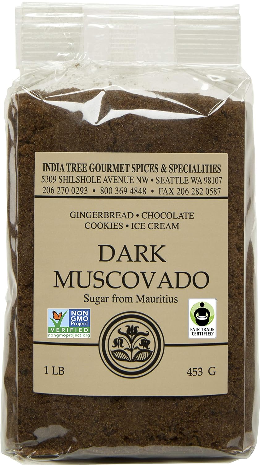 India Tree Dark Muscovado Sugar, 1 Lb (Pack Of 4)