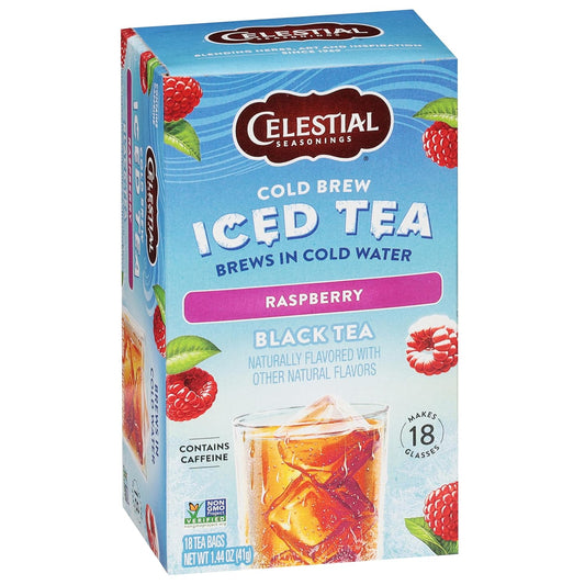 Celestial Seasonings Cold Brew Raspberry Black Iced Tea 18 Tea Bags
