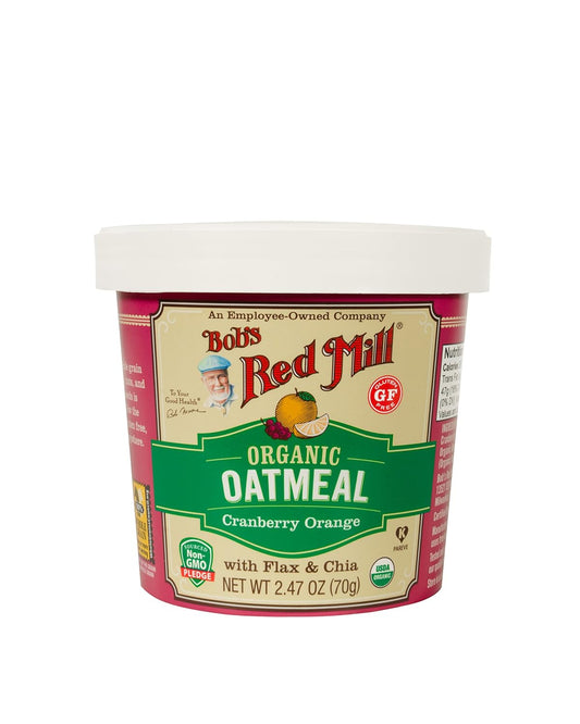 Bob's Red Mill Organic Gluten Free Oatmeal Cup, Cranberry Orange, 2.47 Ounce (Pack of 12), Non-GMO, Whole Grain, Kosher