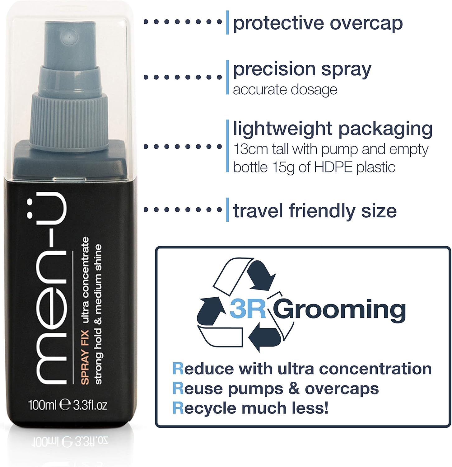 men-u mens hair SPRAY FIX 100ml – hair gel spray, high hold and medium shine. Root lift with hold to create volume – Ultra concentrate, longer lasting. Hairspray men, 100ml Bottle REFILL : Amazon.co.uk: Beauty