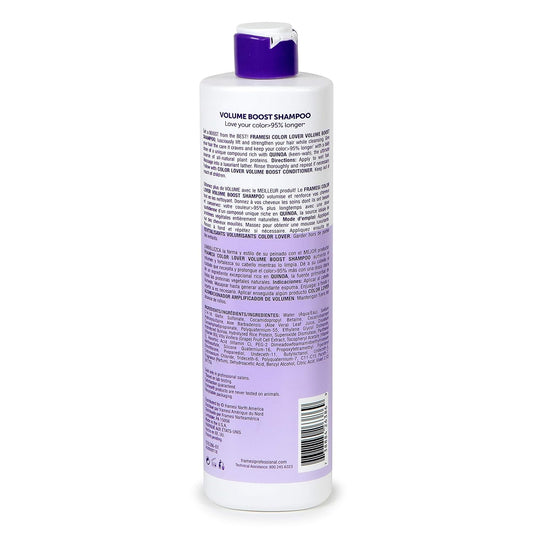 Framesi Color Lover Volume Boost Shampoo, 16.9 Fl Oz, Sulfate Free Shampoo With Quinoa And Aloe Vera, Color Treated Hair