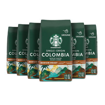 Starbucks Ground Coffee, Medium Roast Coffee, Colombia, 100% Arabica, 6 Bags (12 Oz Each)
